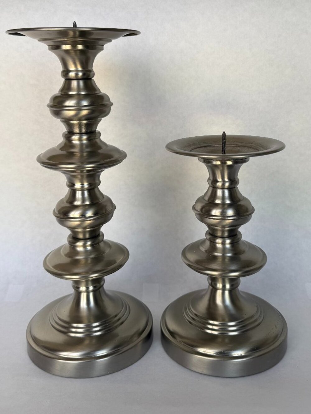 Thick Pewter Candlesticks for column candles.
